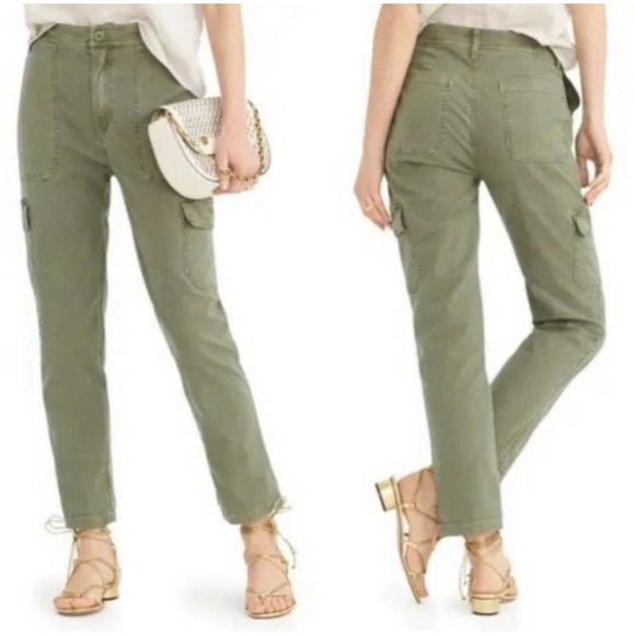 J Crew Green Straight Leg Cargo Pants 